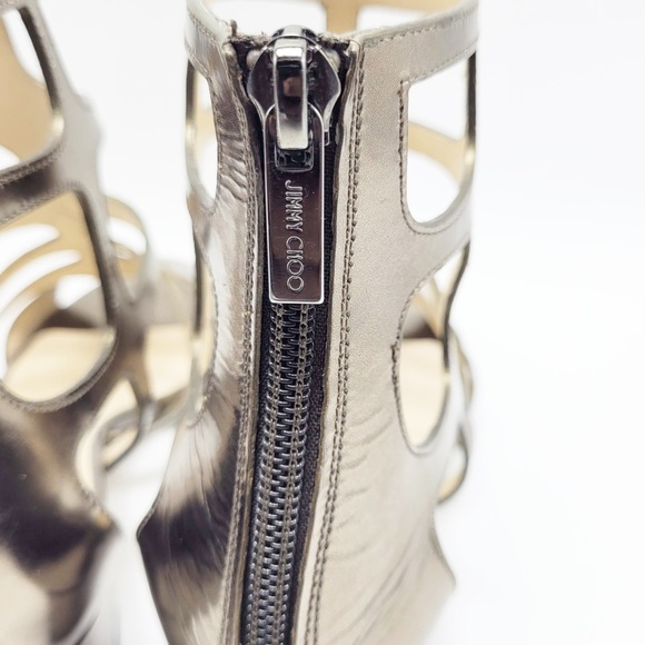 Jimmy Choo Gold Gladiator Block Heeled Sandals - Picture 6 of 13